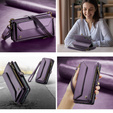 Чехол CASEME для Samsung Galaxy S25 FE, RFID Leather Wallet, с плечевым ремнем, фиолетовый