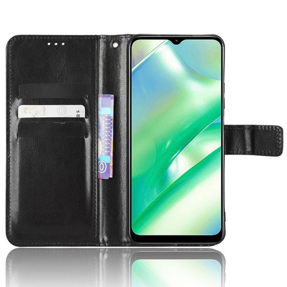 Откидной чехол для Realme C33, Crazy Horse Wallet, чёрный