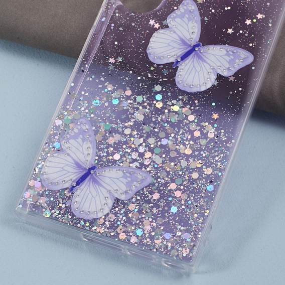 Чехол для Samsung Galaxy S24 Ultra, Glitter Butterfly, фиолетовый