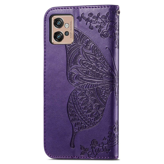 Откидной чехол для Motorola Moto G32, Butterfly, фиолетовый