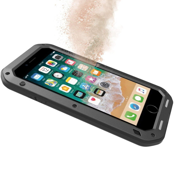 Чехол Love Mei до iPhone 8 Plus / 7 Plus, armored with glass, чёрный