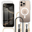 Чохол з ремінцем для iPhone 16 Pro Max, ERBORD MagSafe, прозорий + захисне скло