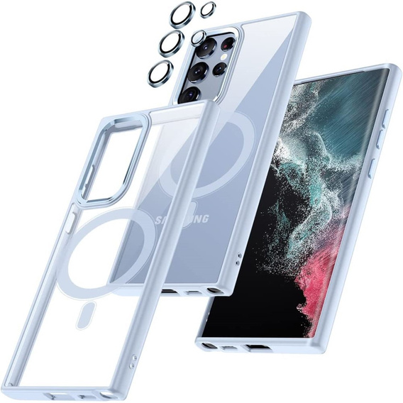 Чохол ERBORD MagSafe для Samsung Galaxy S22 Ultra 5G, Hybrid Case, Blue