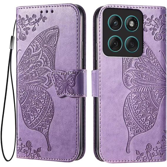 Откидной чехол для Motorola Moto G86 5G, Butterfly, фиолетовый