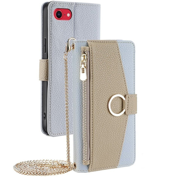 Флип-кейс для iPhone 7 / 8 / SE (2020) / SE (2022), Wallet Zipper Pocket, с зеркалом, синий