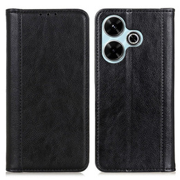 Флип-кейс для Xiaomi Redmi 13, Split Leather, чёрный