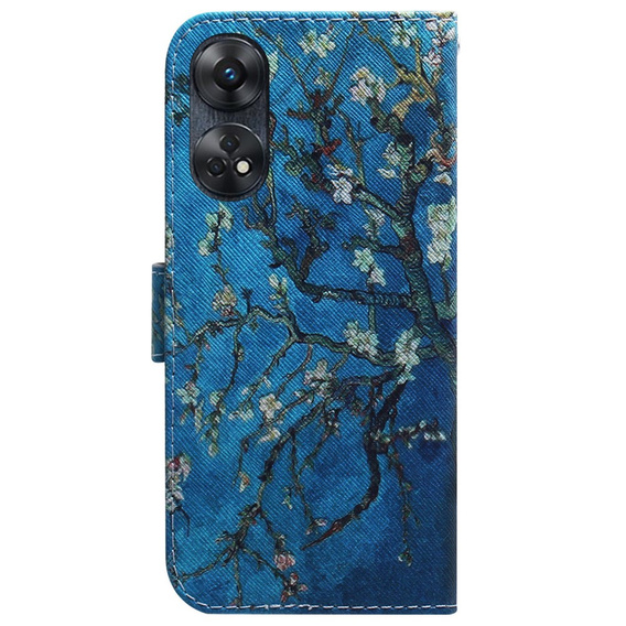 Откидной чехол для Oppo Reno8 T 4G, Wallet, sakura, синий