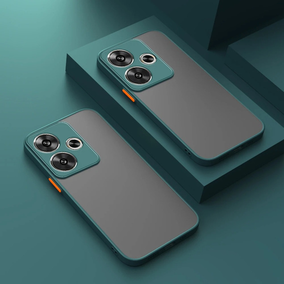 Силіконовий чохол для Xiaomi Poco F6, з захистом камери, прозорий / зелений