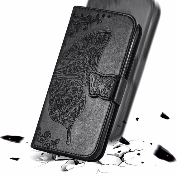 Откидной чехол для Infinix Hot 40i, Butterfly, чёрный