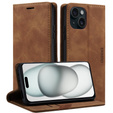 Чехол для iPhone 15, ERBORD Vintage, бумажник с клапаном, коричневый