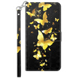 Откидной чехол для Xiaomi Redmi 13C / Poco C65, Wallet, Butterflies золотой