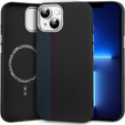 Чохол для iPhone 13, Carbon Fiber MagSafe, чорний / синій