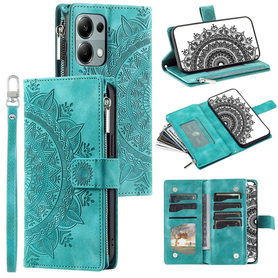 Чохол-книжка для Xiaomi Redmi Note 13 Pro 4G / Xiaomi Redmi Note 14S / Xiaomi Poco M6 Pro 4G, Mandala, зелений