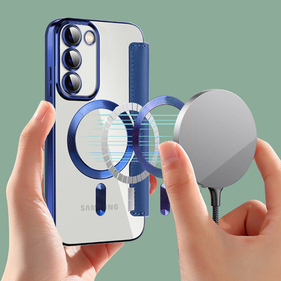 Откидной чехол для Samsung Galaxy S23, Wallet, MagSafe, темно-синий