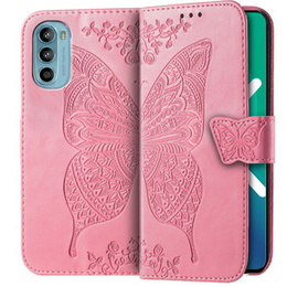 Откидной чехол для Motorola Moto G52 / G82 5G, Butterfly, розовый