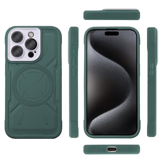 Чехол для iPhone 15 Pro Max, ERBORD Armor Mag, зелёный
