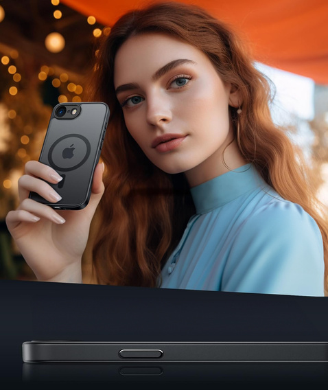 Чохол для iPhone 16E, для MagSafe, ERBORD Matt Case, чорний + захисне скло