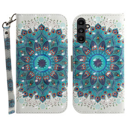 Откидной чехол для Samsung Galaxy A15, Wallet mandala, белый + 9H стекло