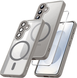 Чохол для Samsung Galaxy S25, для MagSafe, ERBORD Matt Case, сірий + захисне скло