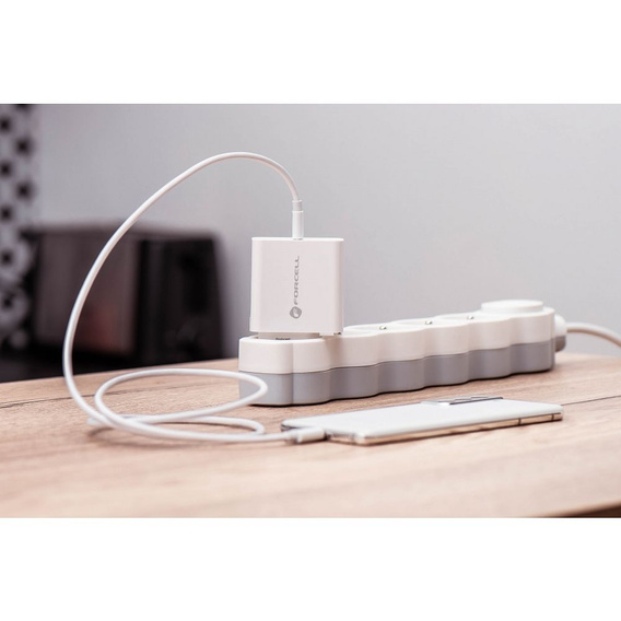 Зарядное устройство Forcell USB-A / 2x USB-C 3.45A GaN 70W PD QC 4.0, серый
