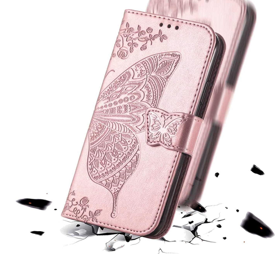 Чохол-книжка для Realme 12 Pro 5G / 12 Pro+ 5G, Butterfly, рожевий rose gold
