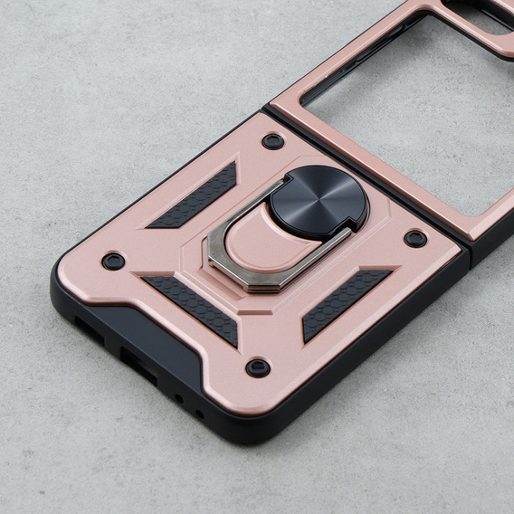 Бронированный Чехол до Samsung Galaxy Z Flip5 5G, Nox Case Ring, розовый rose gold