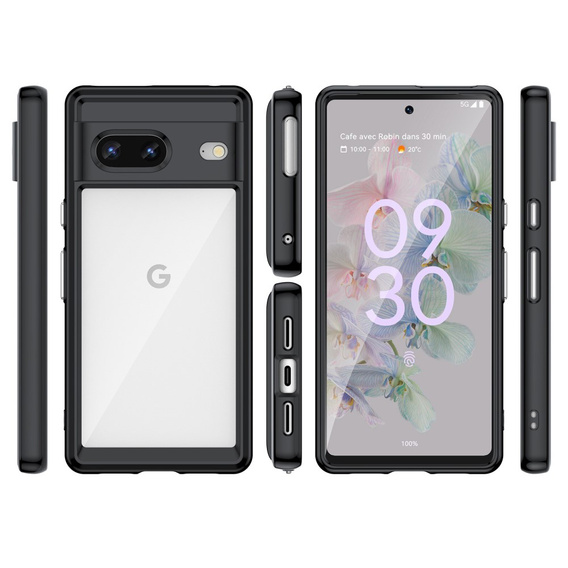 Чохол для Google Pixel 7 5G, Fusion Hybrid, із захистом камери, прозорий / чорний