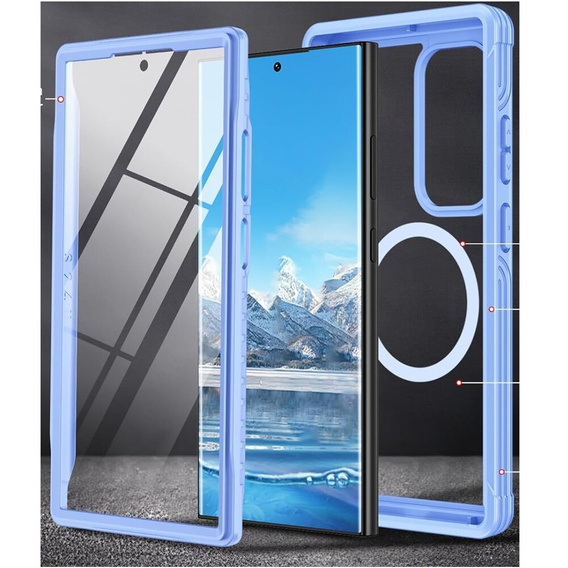 Чoхол до Samsung Galaxy S24 Ultra, Shockproof, з плівкою на екран, для MagSafe, м'яти
