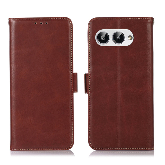 Футляр з клапаном для T Phone 3 5G, Crazy Horse Wallet, коричневий