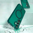 Чохол для Samsung Galaxy S25, для MagSafe, ERBORD Matt Case, зелена + захисне скло