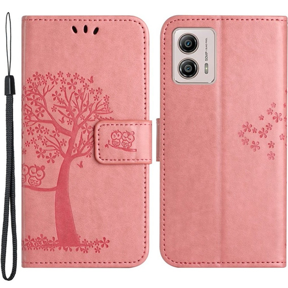 Откидной чехол для Motorola Moto G53 / G23 / G13, tree, розовый