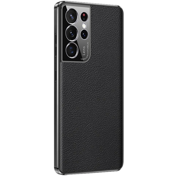 Чехол до Samsung Galaxy S23 Ultra, Cowhide Leather, чёрный