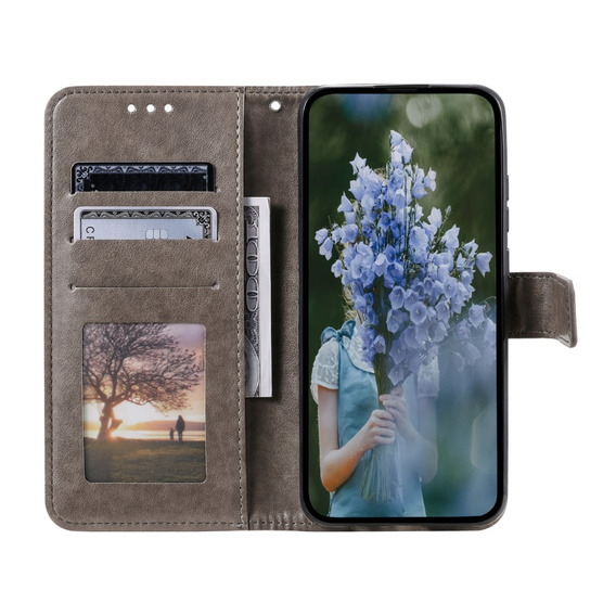 Откидной чехол для Xiaomi Redmi Note 13 Pro 4G / Xiaomi Redmi Note 14S / Xiaomi Poco M6 Pro 4G, Mandala, серый