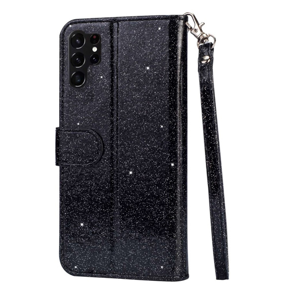 Чохол-книжка для Samsung Galaxy S24 Ultra, Wallet Zipper Pocket Glittery, чорний