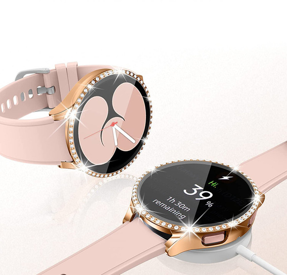 2в1 чехол и защитное стекло для часов Samsung Galaxy Watch 5 44mm, Pink 
