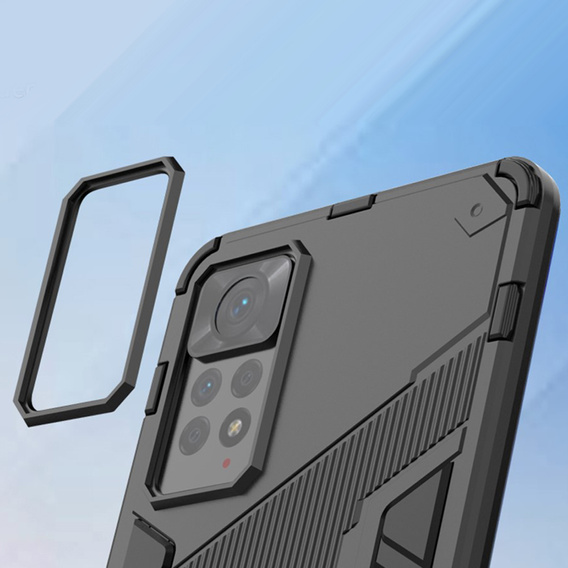 Чехол для Xiaomi Redmi Note 11 Pro 4G / 5G, Military kickstand, синий