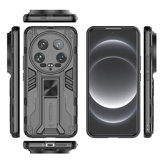 Чехол для Xiaomi 14 Ultra, Military kickstand, чёрный
