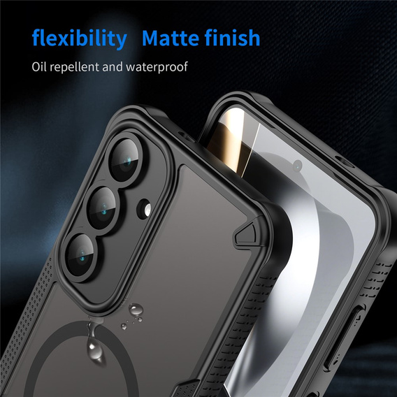 Бронированный чехол для Samsung Galaxy S25 FE, для MagSafe, матовый черный