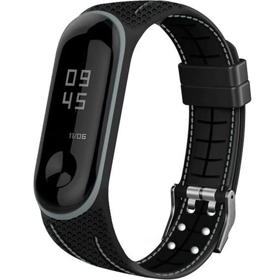 Силиконовый ремешок для Xiaomi Mi Band 5/6/7/7 NFC, Black/Grey