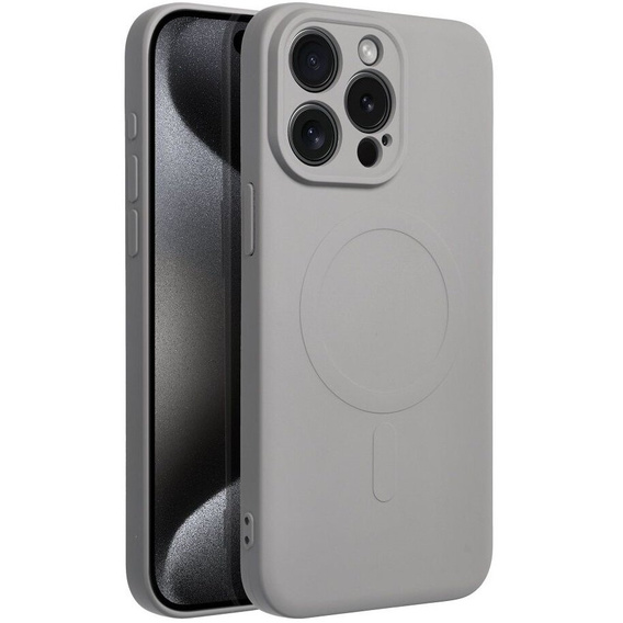 ERBORD Чехол Silicone Mag Cover для iPhone 15 Pro Max, титаново-серый