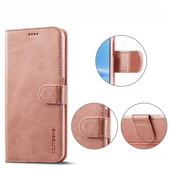 Откидной чехол для Oppo A17, LC.IMEEKE, розовый rose gold