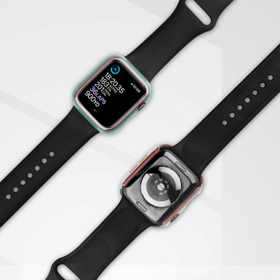 2в1 чехол и защитное стекло для часов Apple Watch 7/8 45mm - Green / Gold
