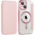 Откидной чехол для iPhone 15, RFID Wallet MagSafe CamShield, розовый