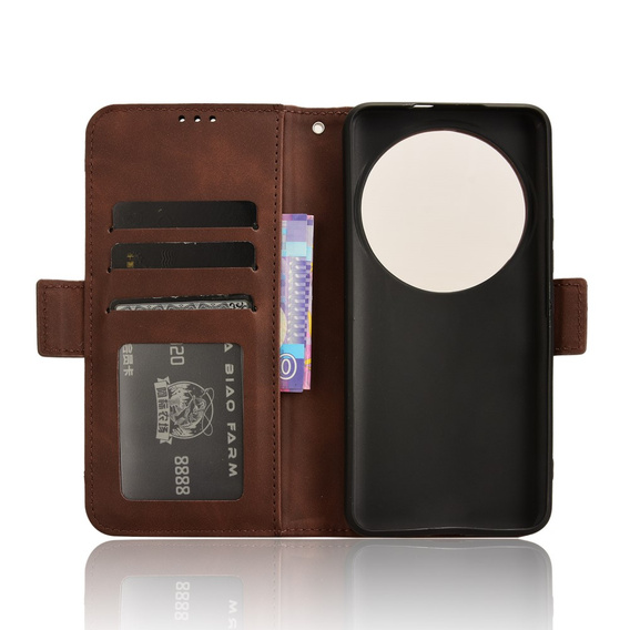 Откидной чехол для Xiaomi 14 Ultra, Card Slot, коричневый