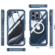Чохол для iPhone 16 Pro Max, Shockproof, зі склом, для MagSafe, темно-синій
