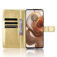 Откидной чехол для Motorola Edge 50 Ultra, Crazy Horse Wallet, золотой