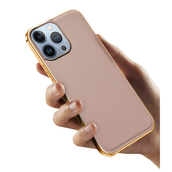 Чехол до iPhone 14 Pro Max, Cowhide Leather, розовый
