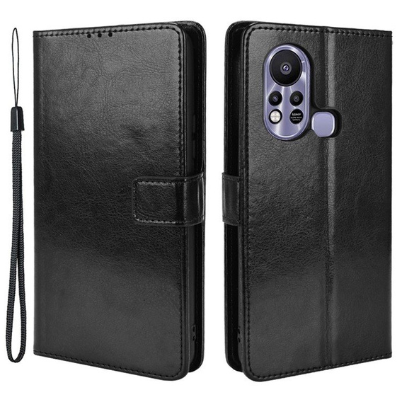 Откидной чехол для Infinix Hot 11s, Crazy Horse Wallet, чёрный