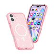 Чехол для iPhone 17, для MagSafe, глиттер, полупрозрачный розовый