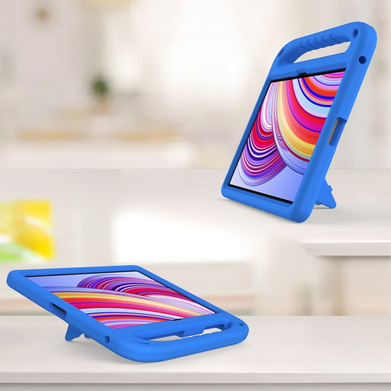 Детский чехол для Xiaomi Redmi Pad Pro / Xiaomi Poco Pad, с ручкой, синий